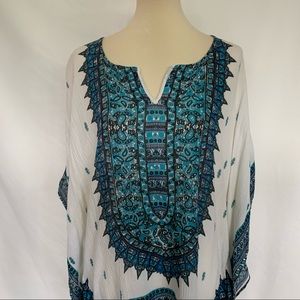 Blue & White Boho top size L